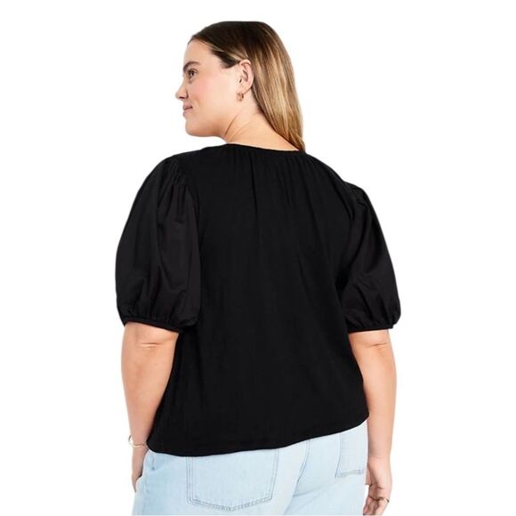 Old Navy Plus Size Black Jack Puff-Sleeve Slub-Knit Top XXL NWOT - Picture 2 of 9